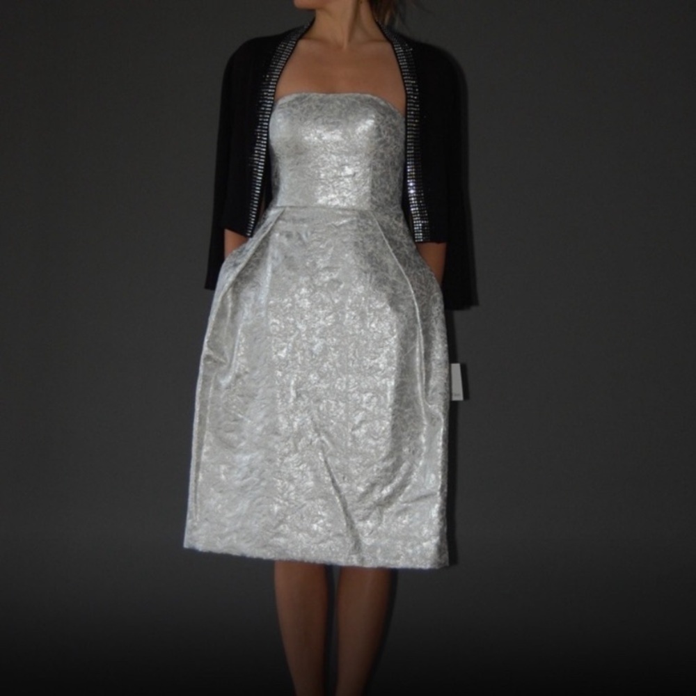 Lord & Taylor Metallic Strapless Fit and Flare Glam Cocktail Dress Size 4